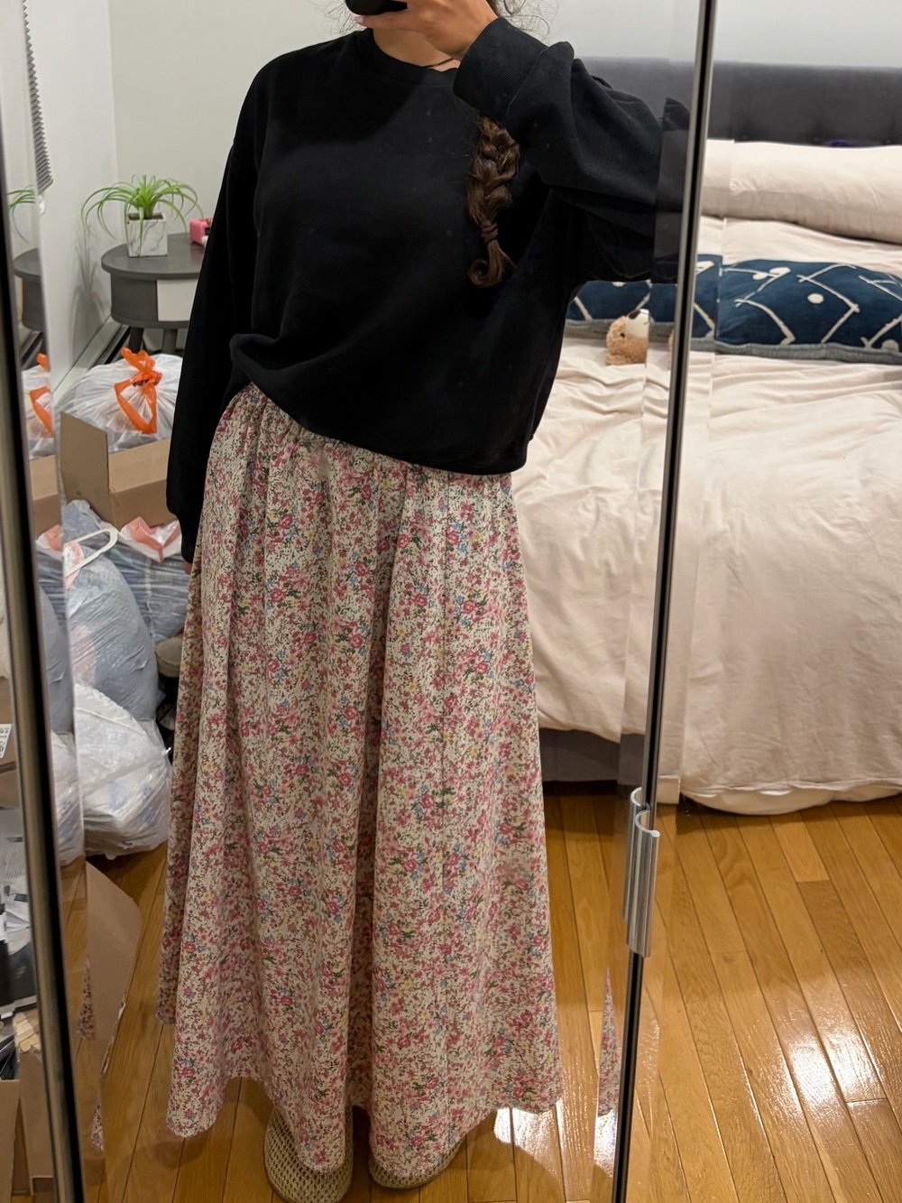 Floral Maxi Skirt in Pink and Cream - Picture 2 of 5